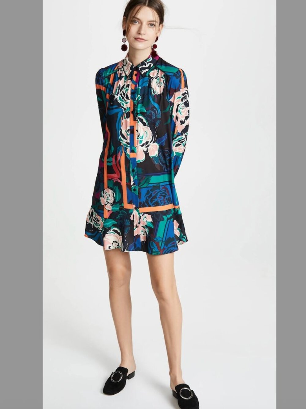 Parker Norma Floral Shirt Dress Long Sleeve S
